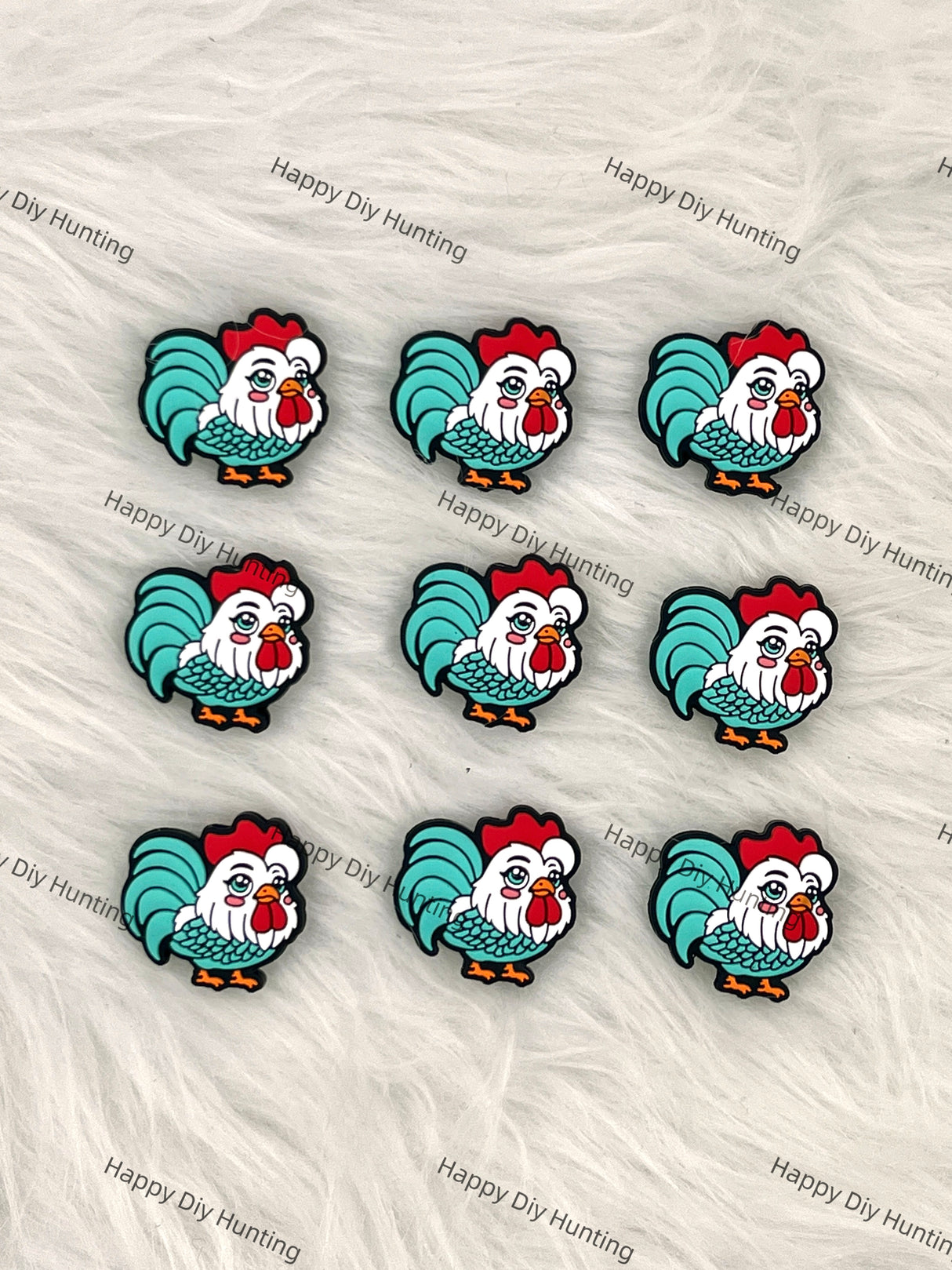 Handsome Big Green Rooster Silicone Focal Bead