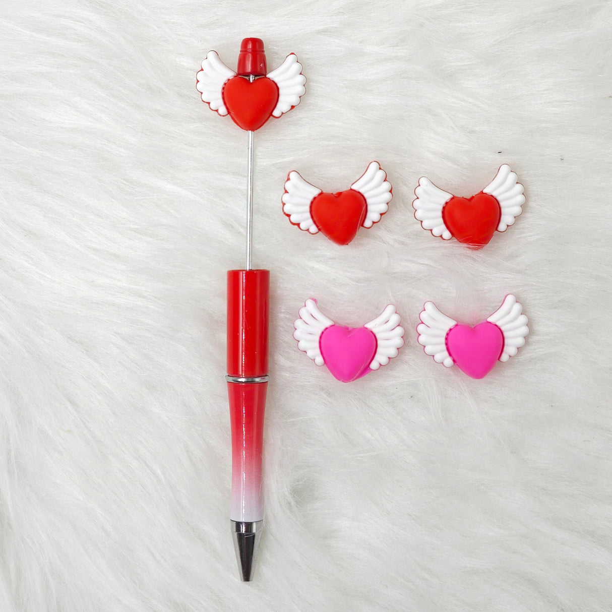Heart Angle wings silicone focal beads for Valentine's Day