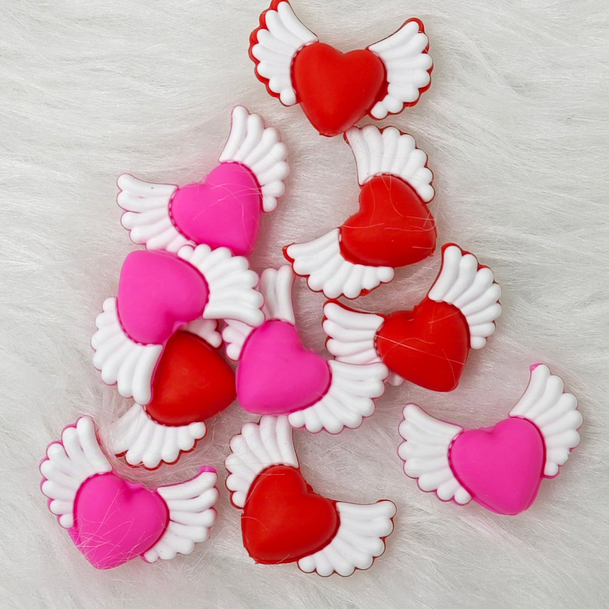 Heart Angle wings silicone focal beads for Valentine's Day