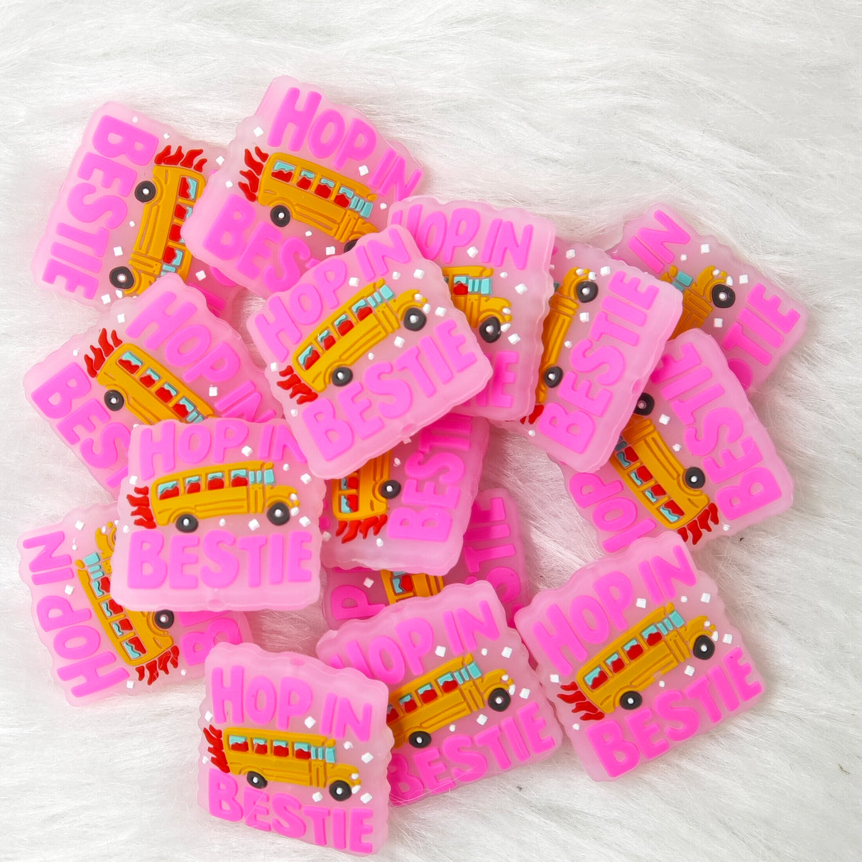 Hop in bestie school bus Silicone Focal Beads Wholesale