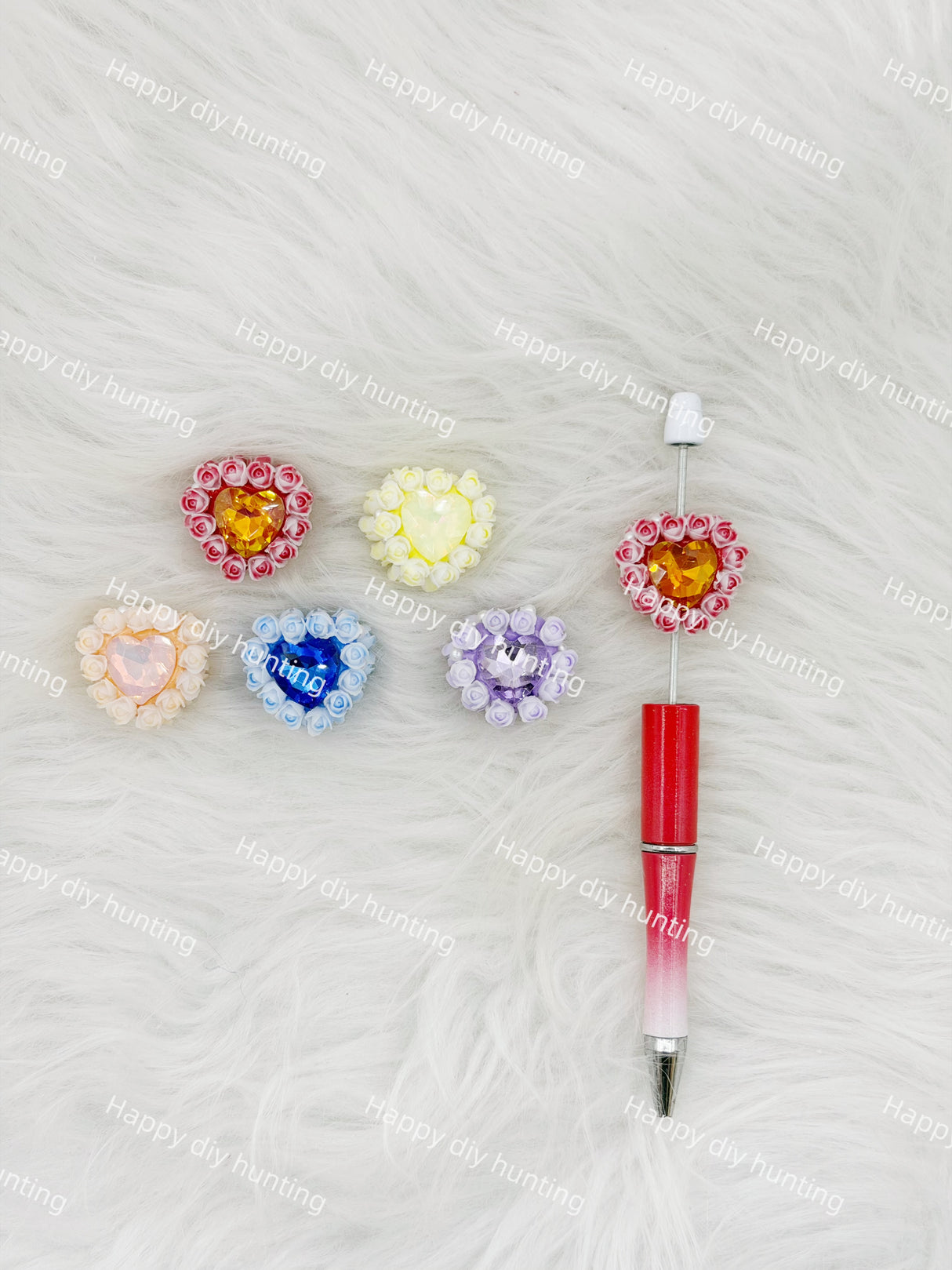 Fancy Heart Shape Rhinestone Beads with Flower Decoration FB-001