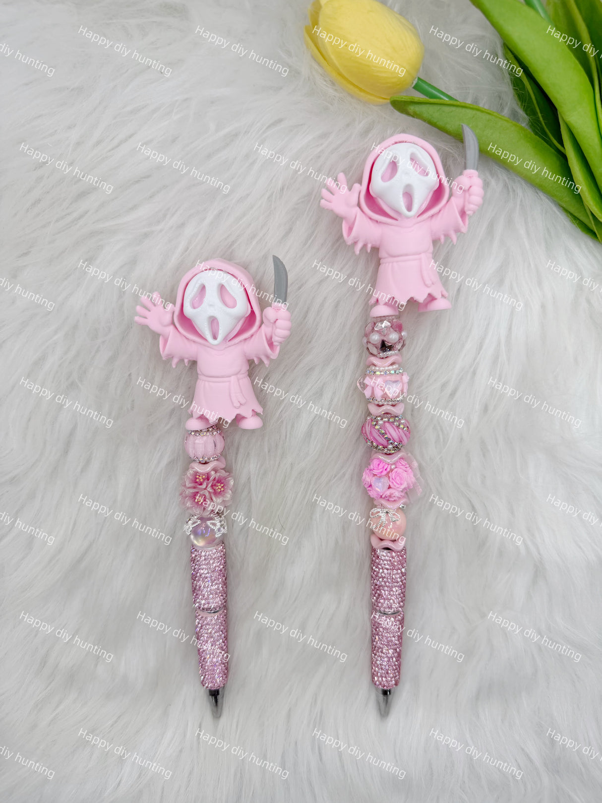 Light Pink Ghostface with Knife3D Printed Pen Topper (No Hole)