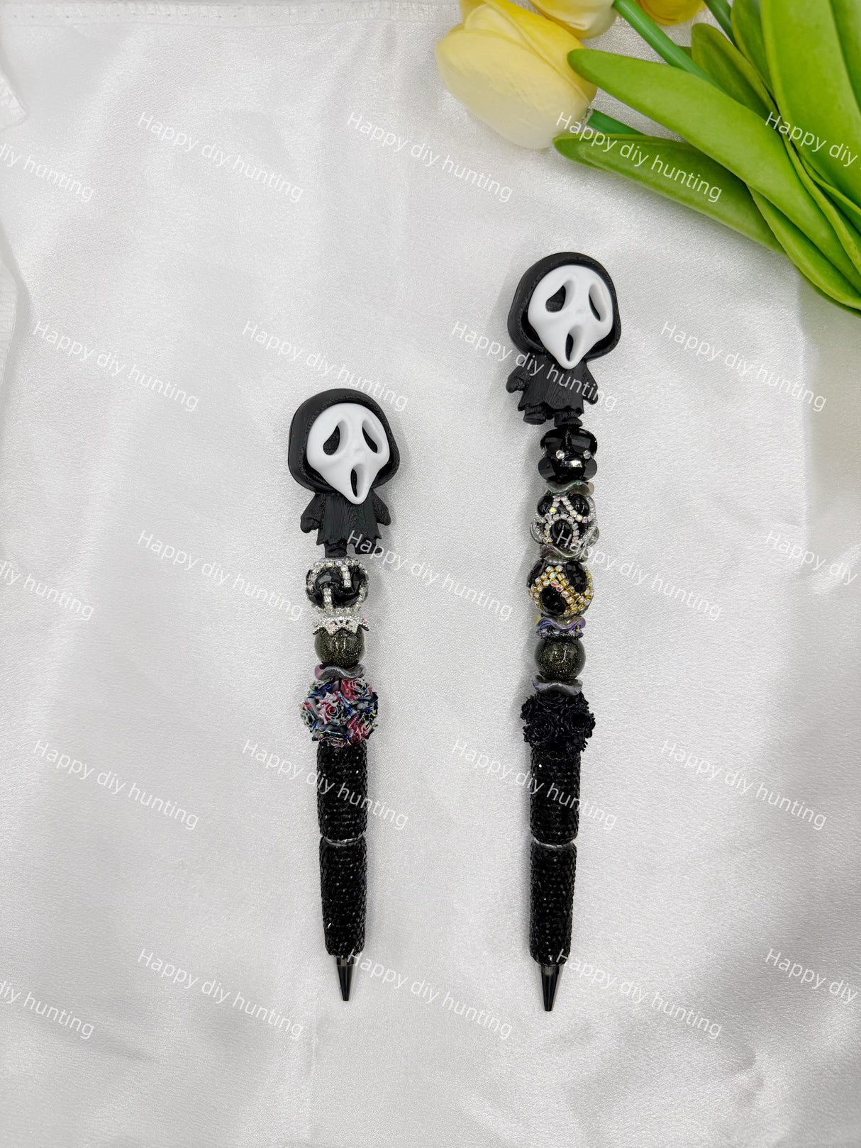Black 3D Printed Ghost Face Scream Pen Topper (No Hole)