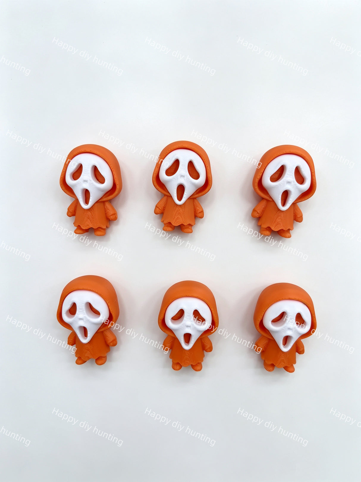 Orange Ghost Face 3D Printed Pen Topper (No Hole)
