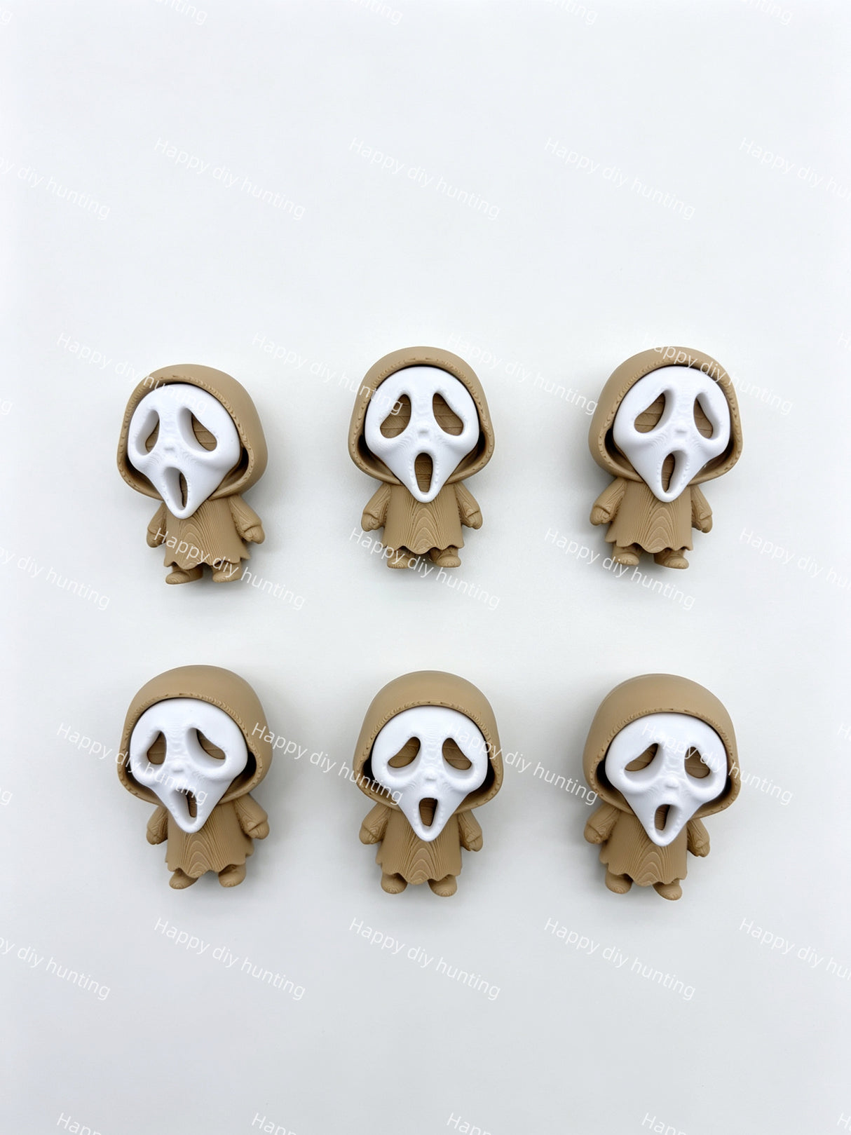 Light Brown Ghost Face 3D Printed Pen Topper (No Hole)
