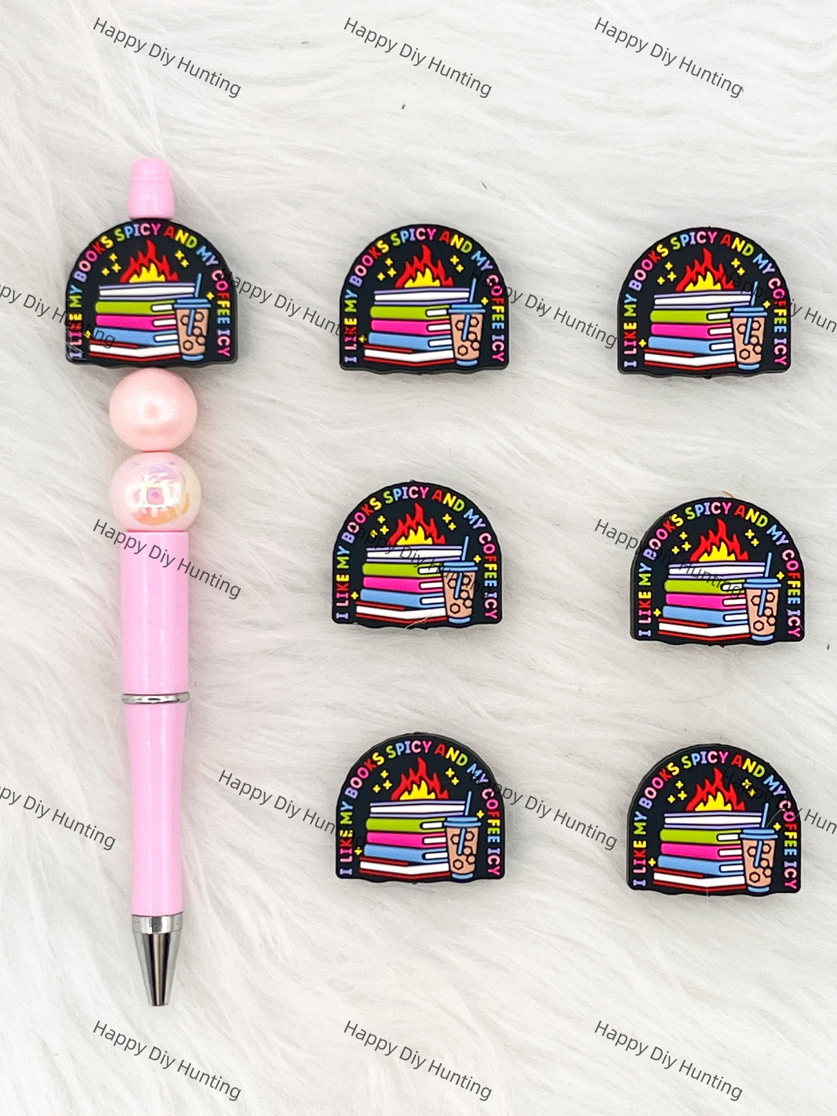 I Like My Books Spicy And My Coffee Icy Silicone Focal Beads Wholesale, silicone focal beads for pens