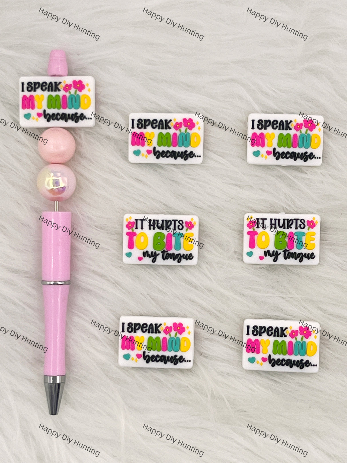 I Speak My Mind Because...& It Hurts To Bite My Tongue Silicone Focal Beads Wholesale, silicone focal beads for pens