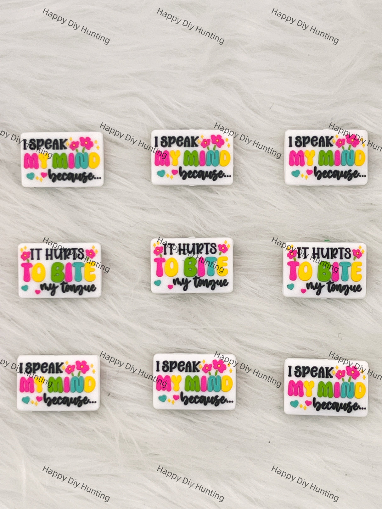 I Speak My Mind Because...& It Hurts To Bite My Tongue Silicone Focal Beads Wholesale, silicone focal beads for pens