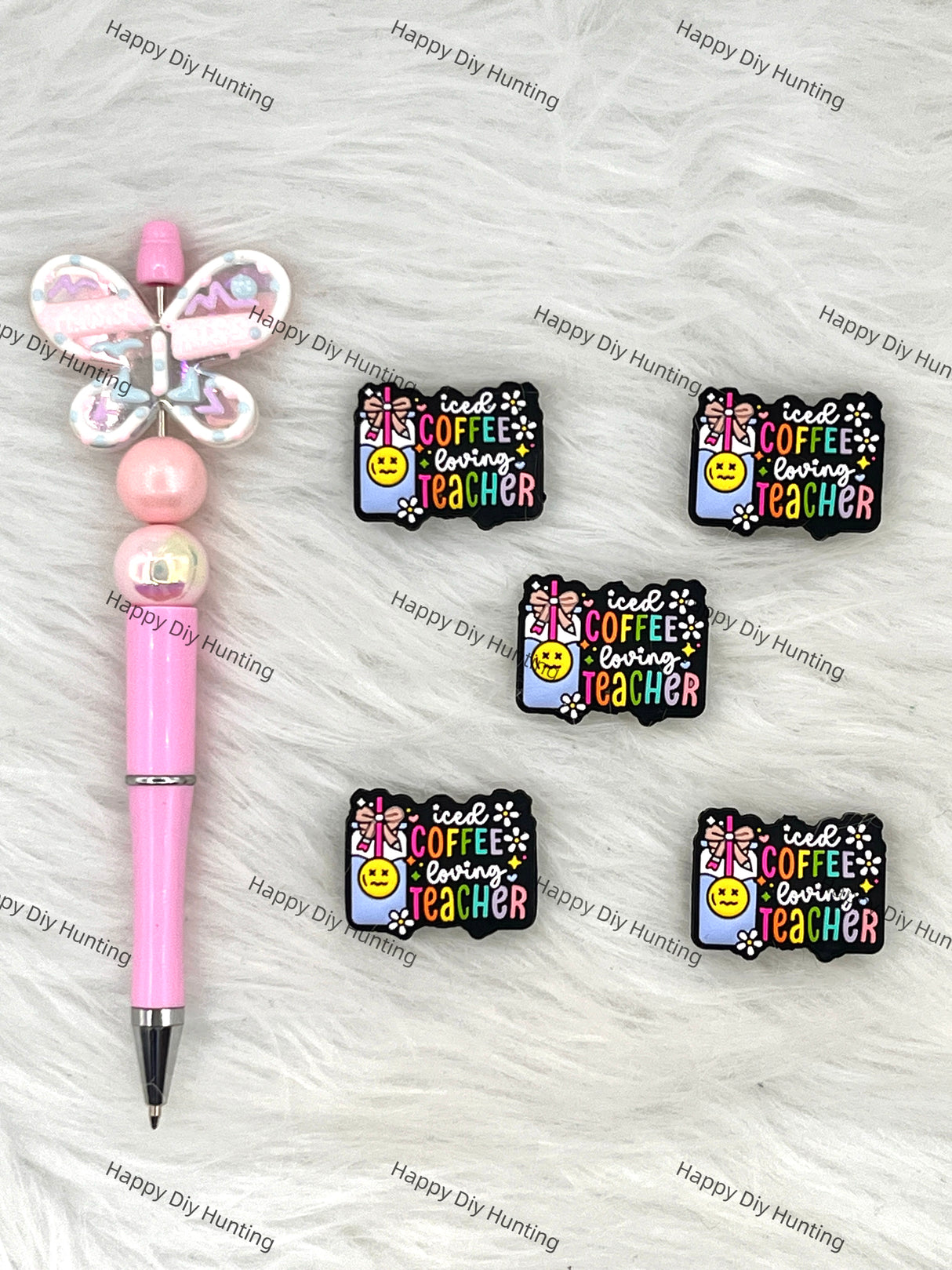 Iced Coffee Loving Teacher Silicone Focal Beads Wholesale, silicone focal beads for pens