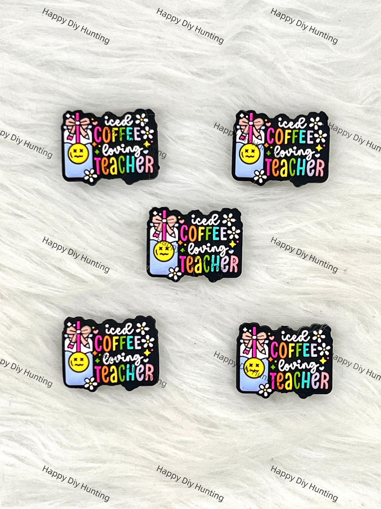 Iced Coffee Loving Teacher Silicone Focal Beads Wholesale, silicone focal beads for pens