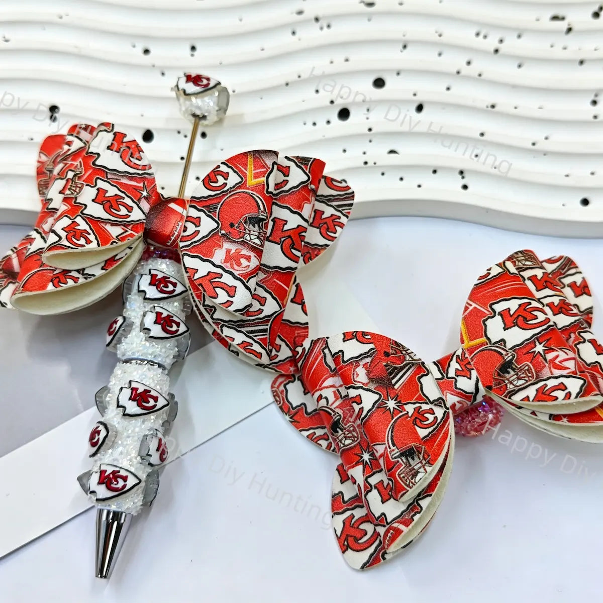 Kansas City Chiefs Graphic Bow Beads For DIY Beadable Pens