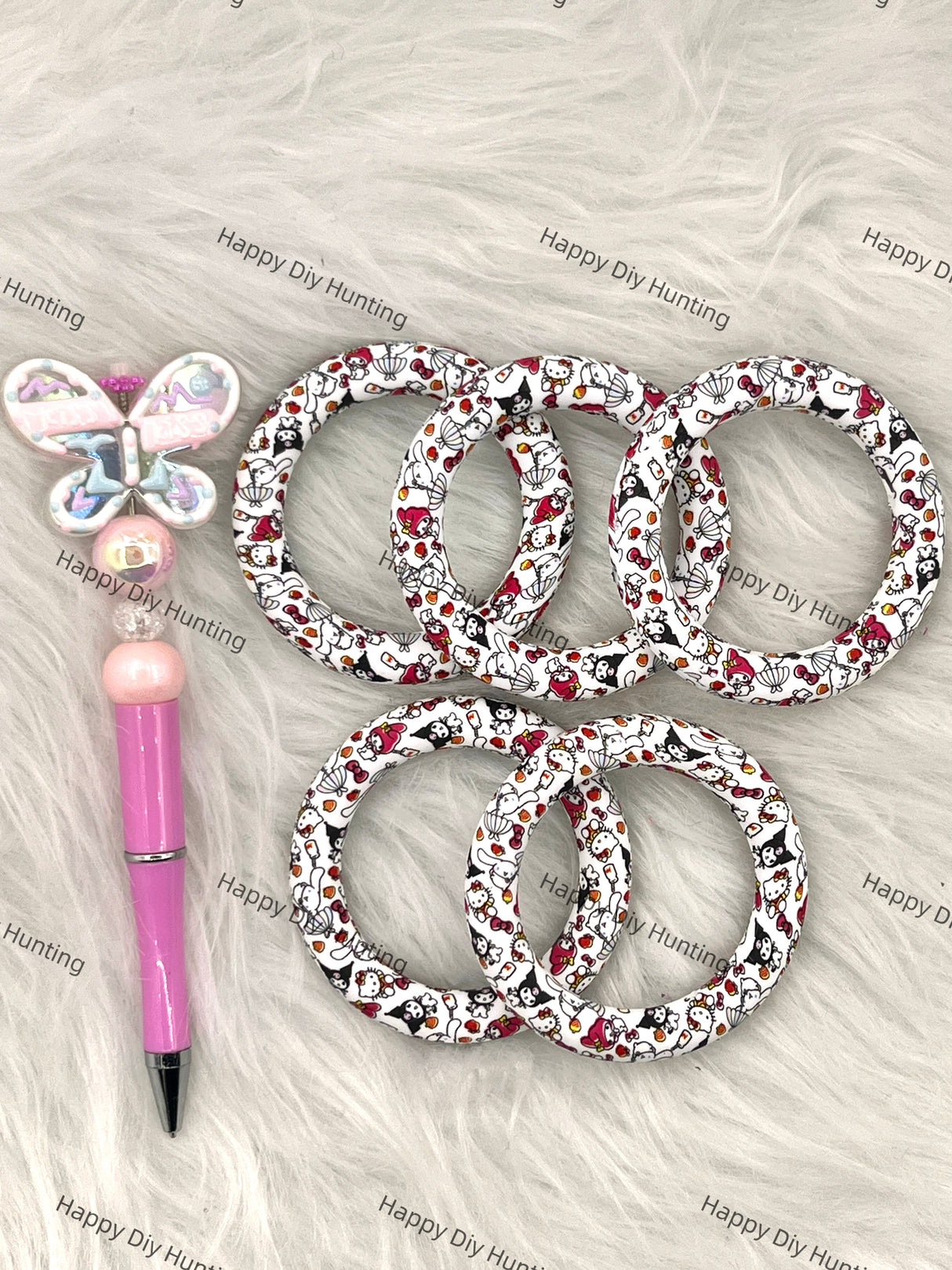 Kitty Cat Beadable Silicone Ring Car Hanger Charm Loop