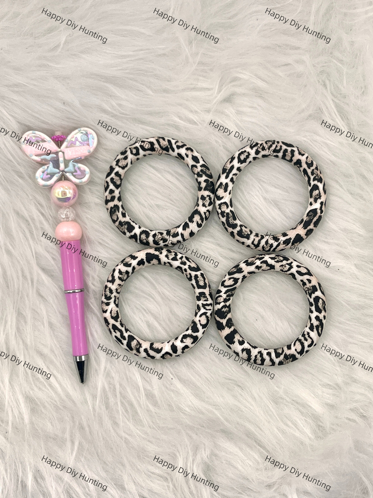 Leopard Print Beadable Silicone Ring Car Hanger Charm Loop