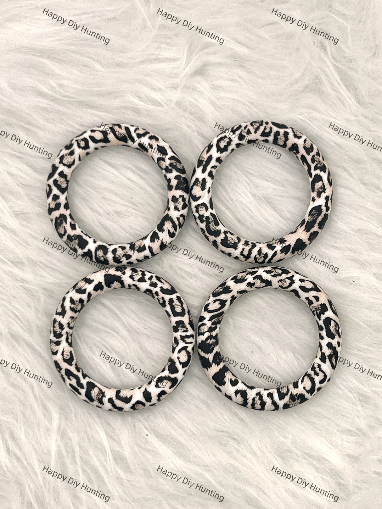 Leopard Print Beadable Silicone Ring Car Hanger Charm Loop