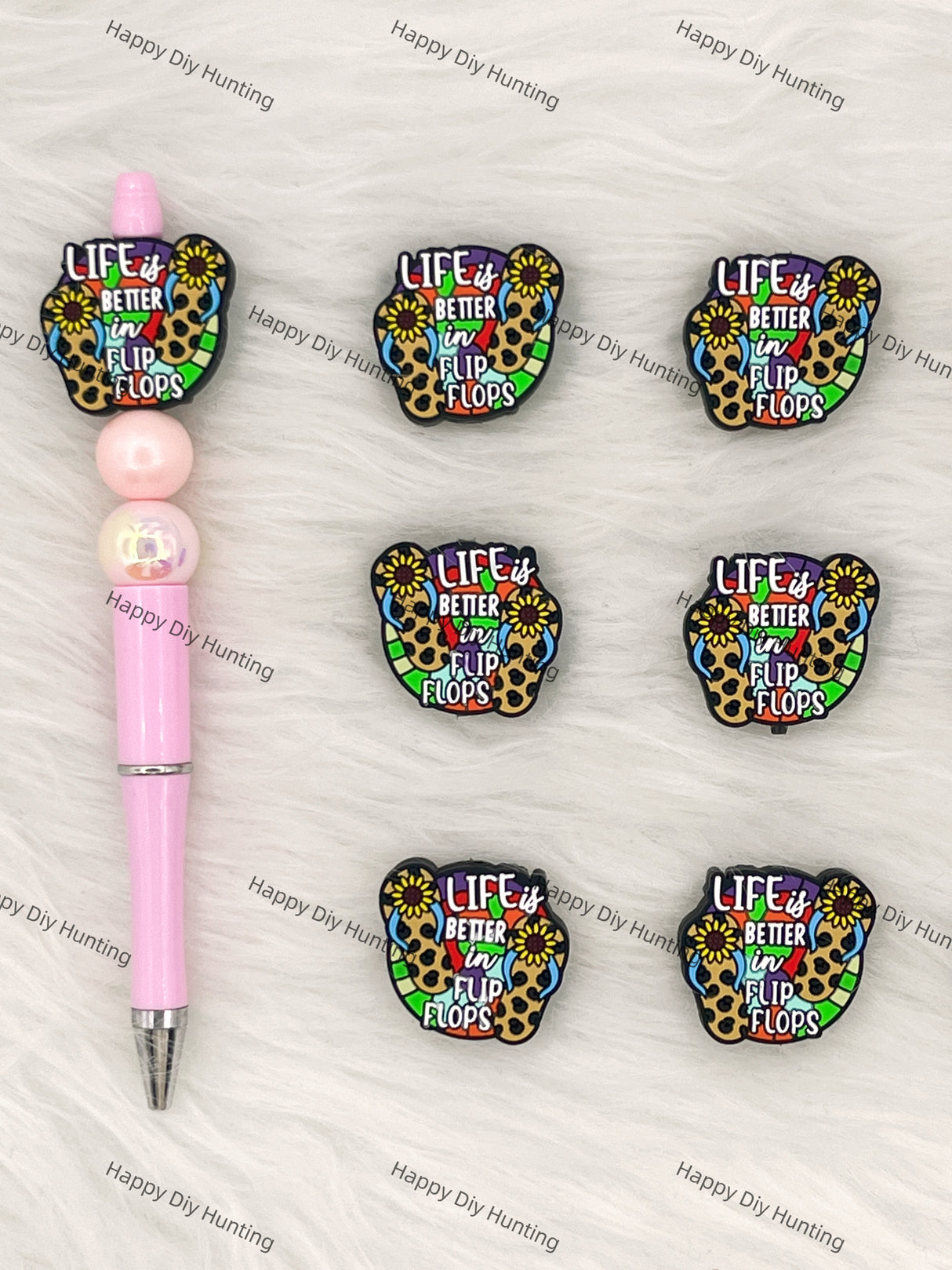 Life Is Better In Flip Flops Silicone Focal Beads Wholesale, silicone focal beads for pens