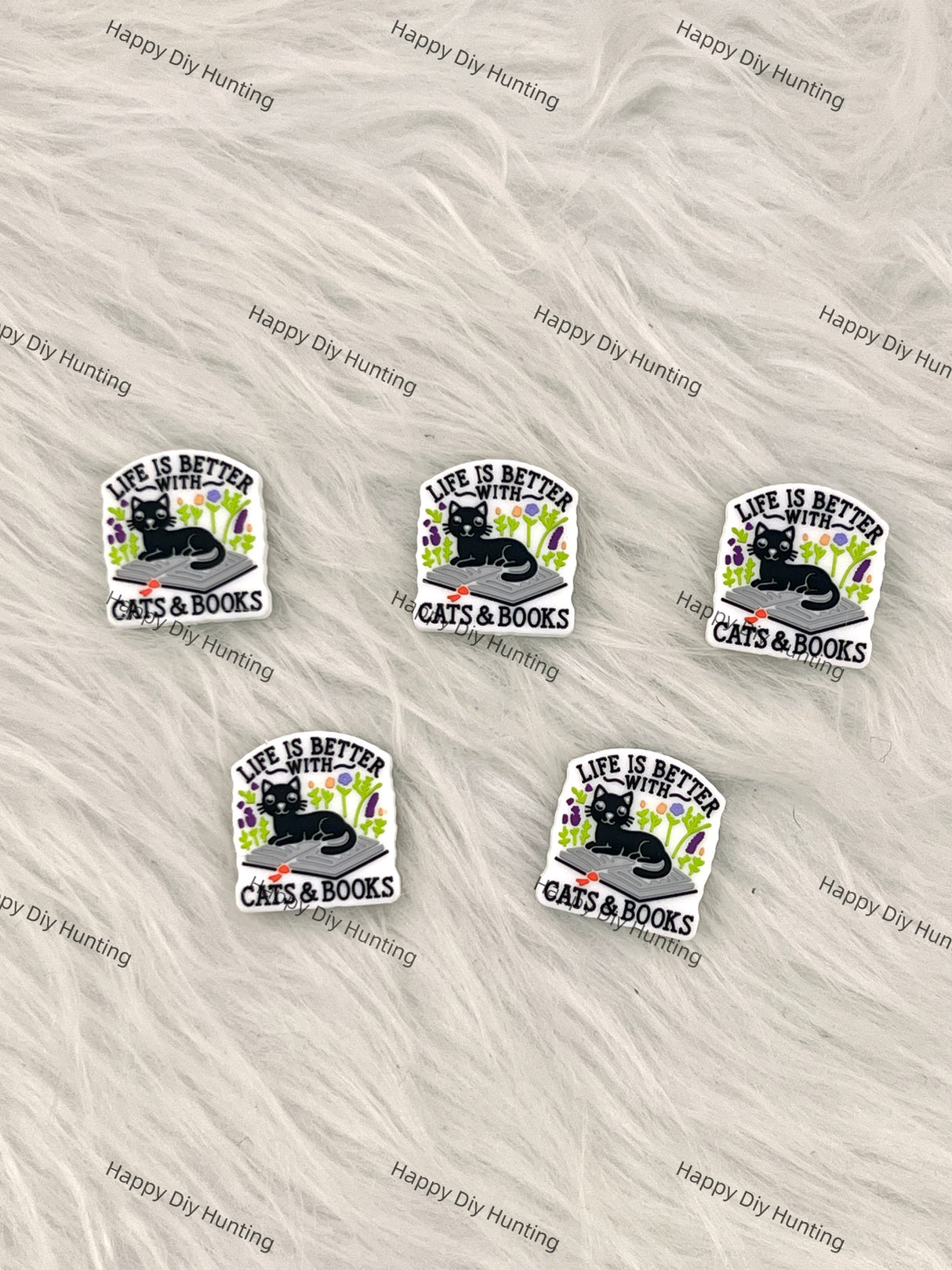 Life Is Better With Cats&Books Silicone Focal Beads Wholesale