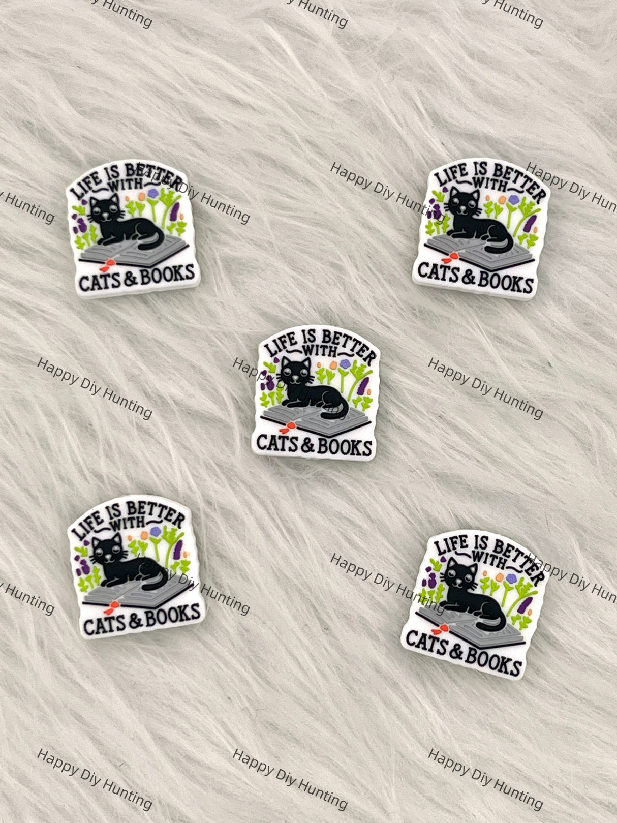 Life Is Better With Cats&Books Silicone Focal Beads Wholesale