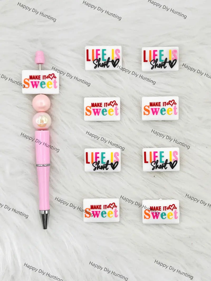 Handmade Beadable Pen with Positive Life Quote Silicone Beads