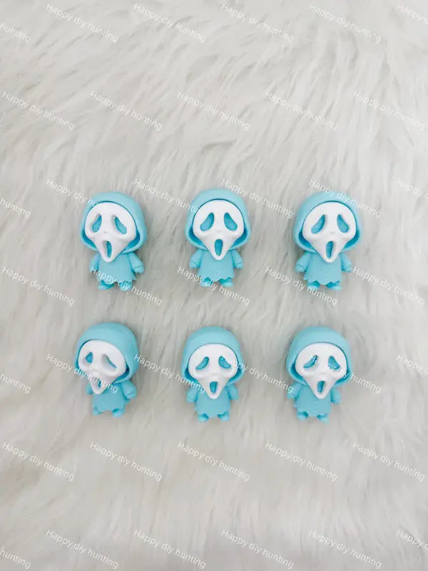 3D light blue ghost face PVC pen topper for DIY beadable pen craft & gothic handmade jewelry making