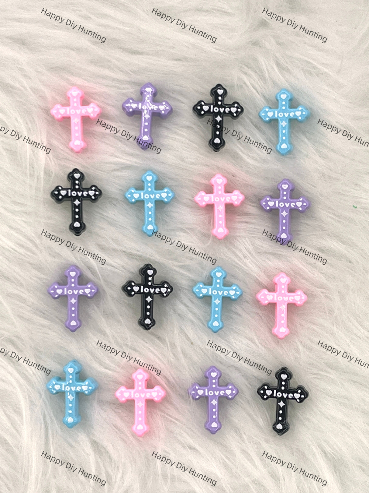 Love Cross Acrylic Beads