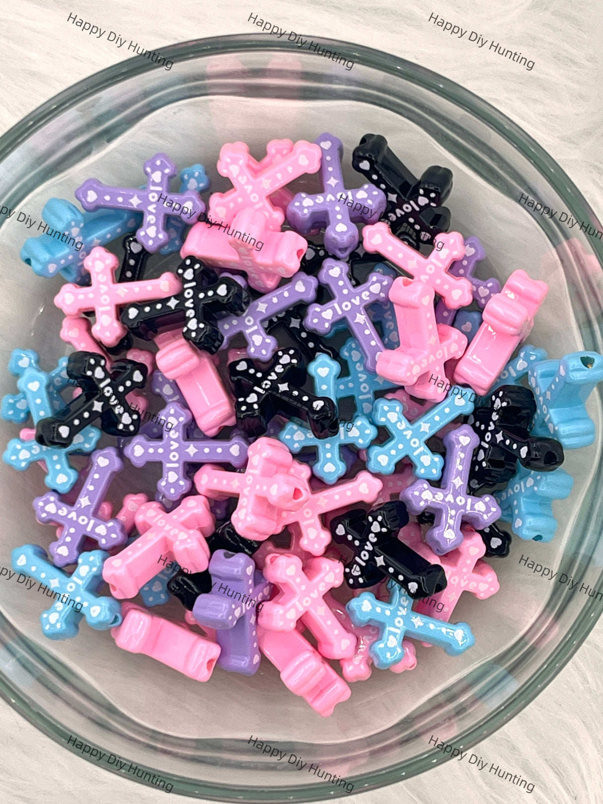 Love Cross Acrylic Beads