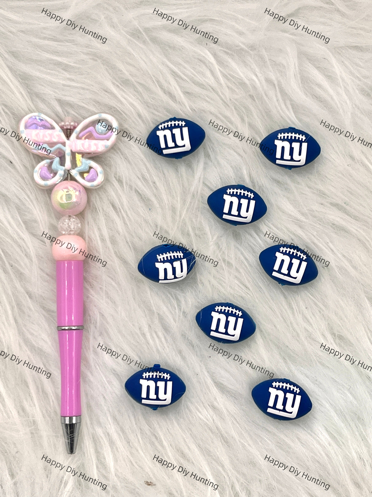NY Giant Football Team Silicone Focal Beads
