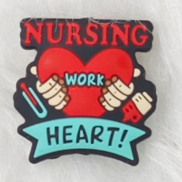 Nursing Work Heart Silicone Focal Beads Nurse Focal Beads Nurse Saying Focal Beads Gift for Nurse
