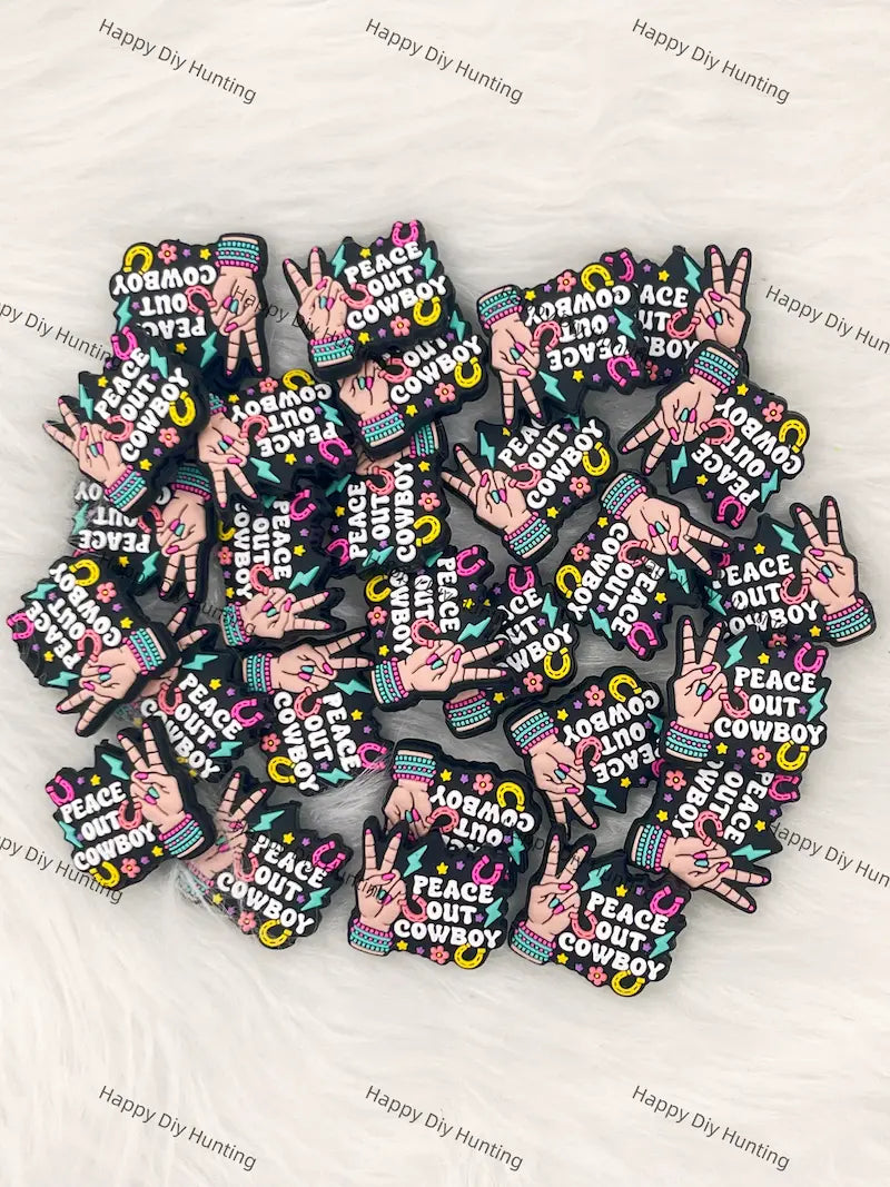 Peace Out Cowboy Silicone Focal Beads Wholesale for Pen DIY