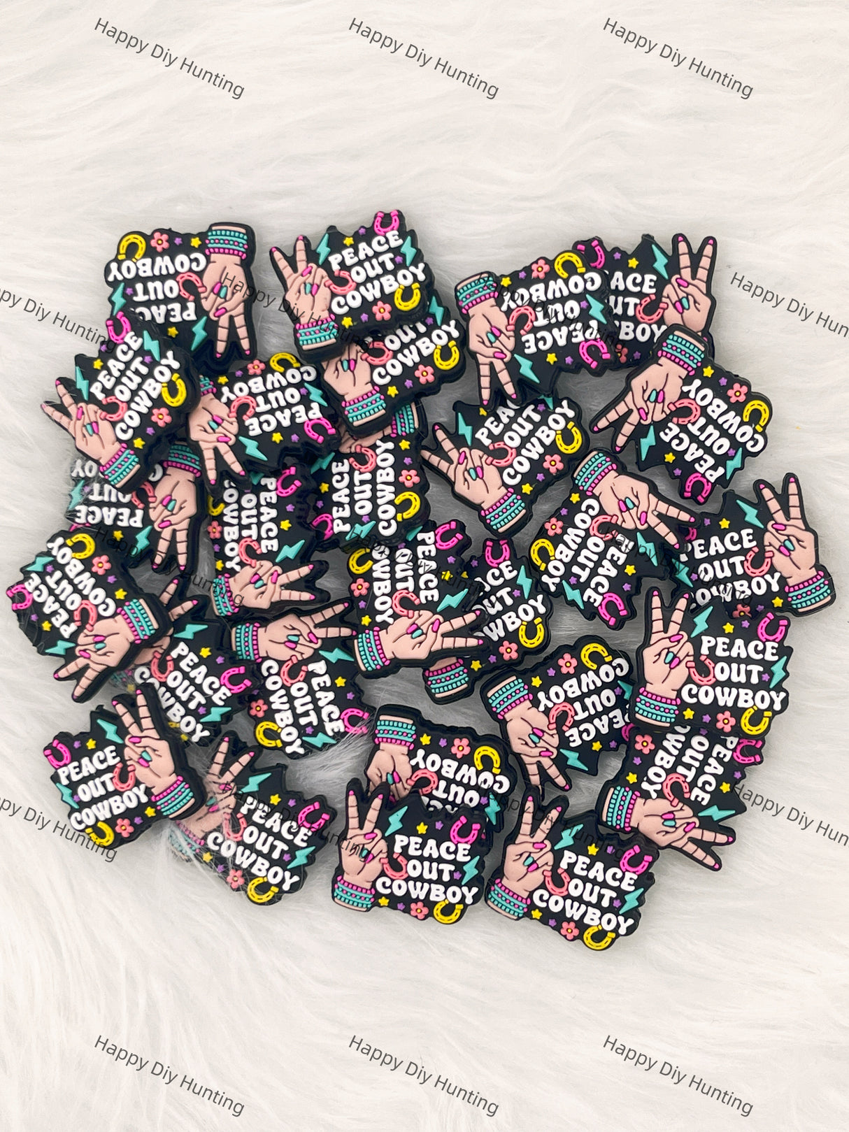 Peace Out Cowboy Silicone Focal Beads Wholesale, silicone focal beads for pens