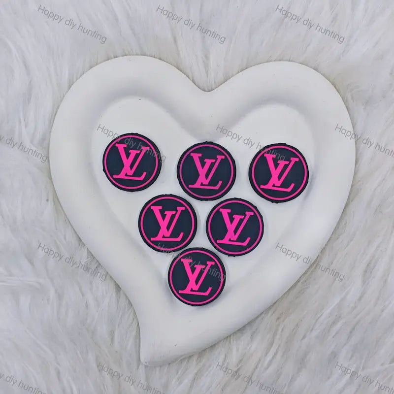 Pink Black Round LV Silicone Focal Beads For DIY Beadable Pens