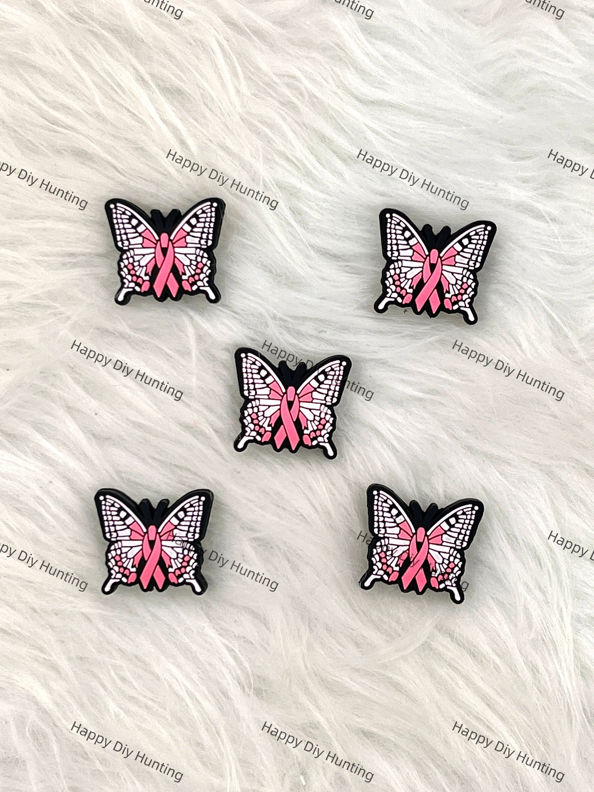 Pink Butterfly Silicone Focal Beads Wholesale, Silicone focal beads for pens