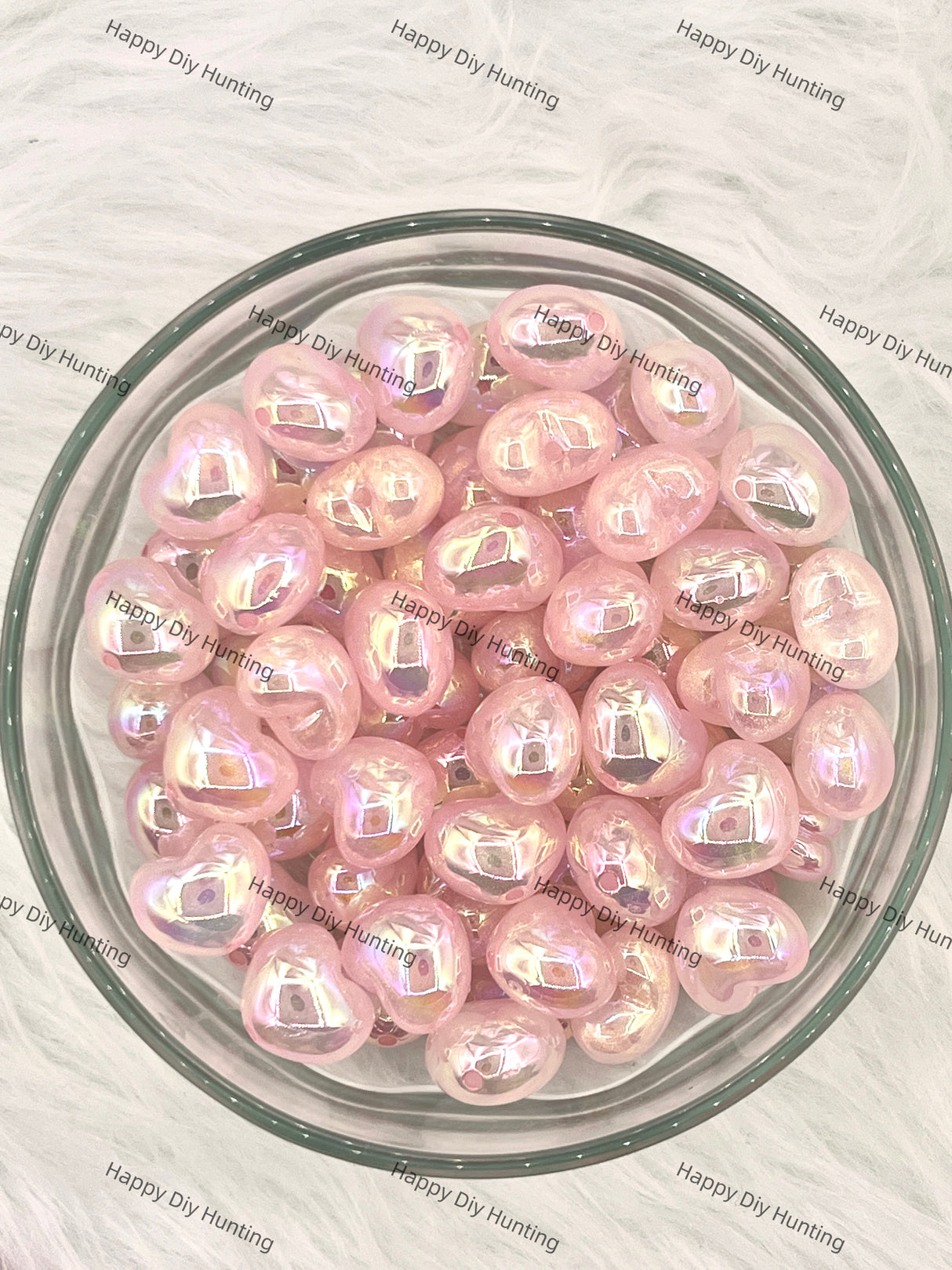 Pink Jelly Heart Shape Acrylic Beads with Gliter