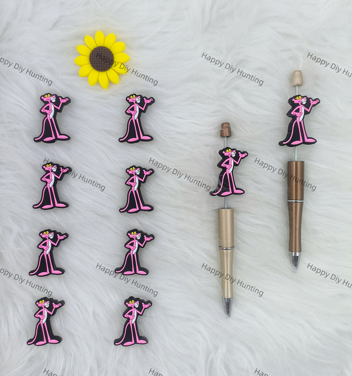 Pink Leopard silicone focal beads for pens