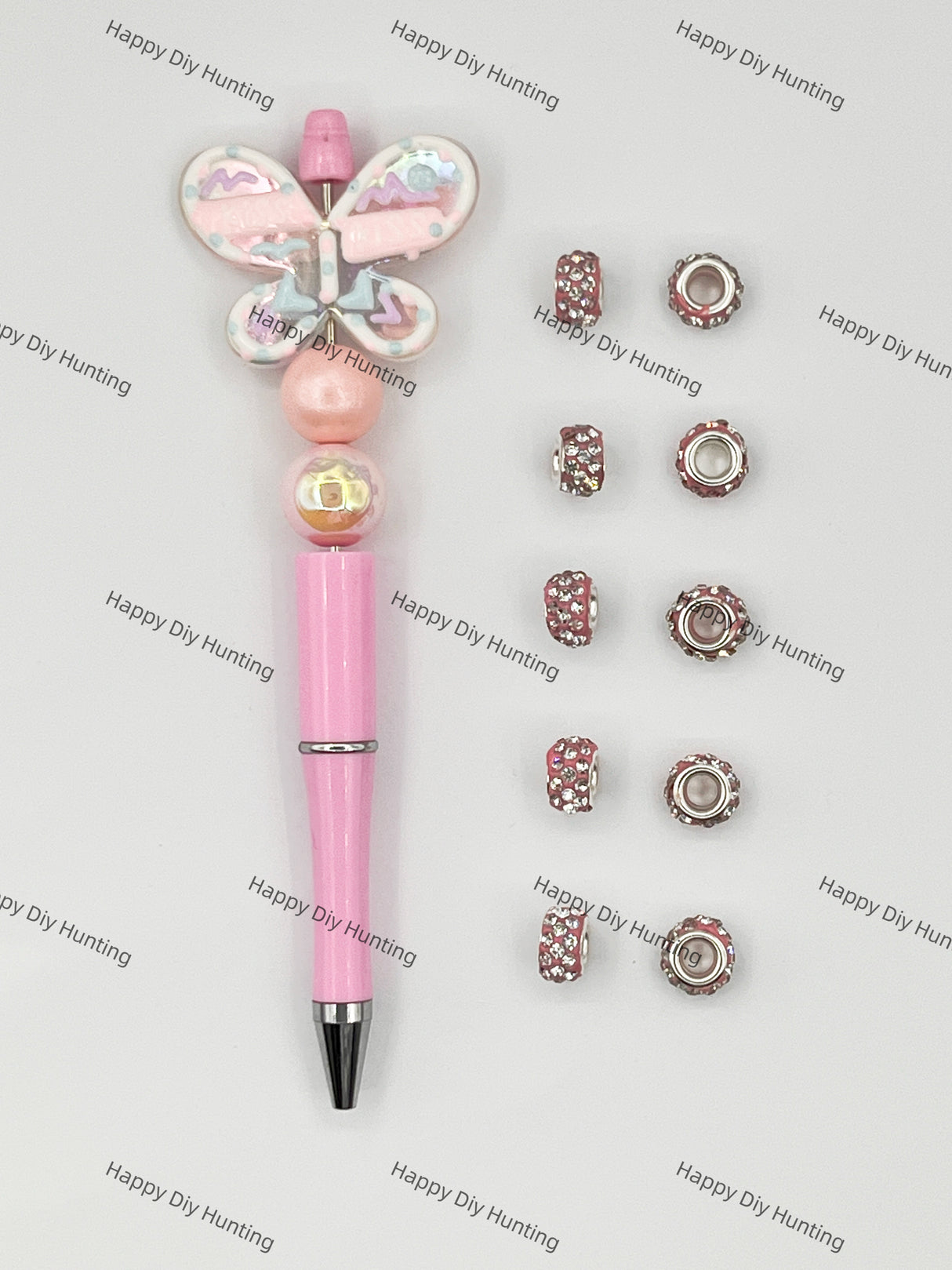 Pink Rhinestone Spacer Beads