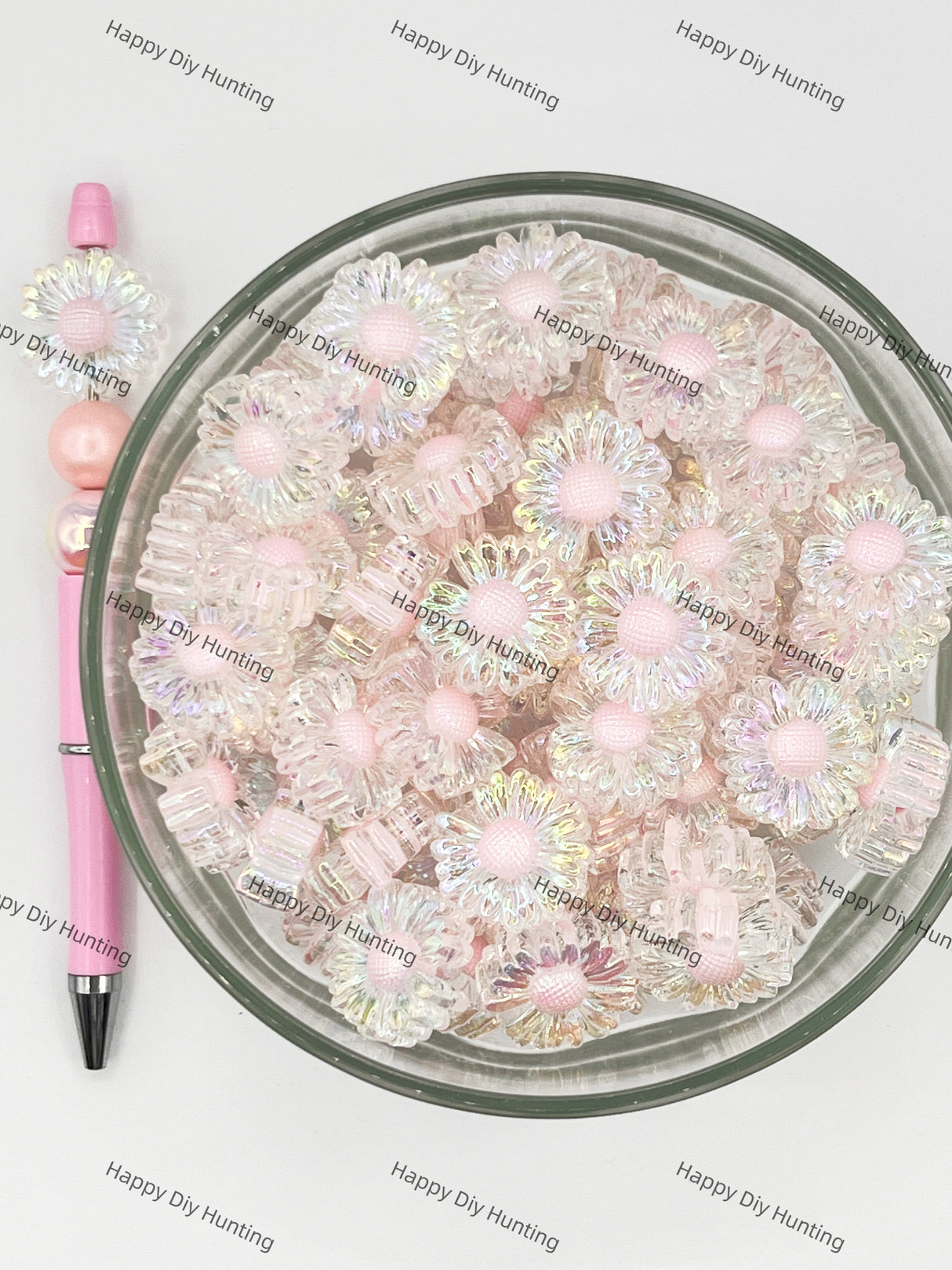 Pink Sunflower Acrylic Beads