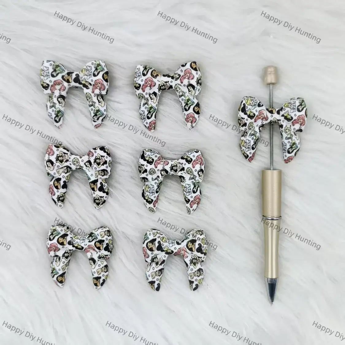 Handmade Beadable Pen with 3D Princess Bowknot Silicone Focal Beads