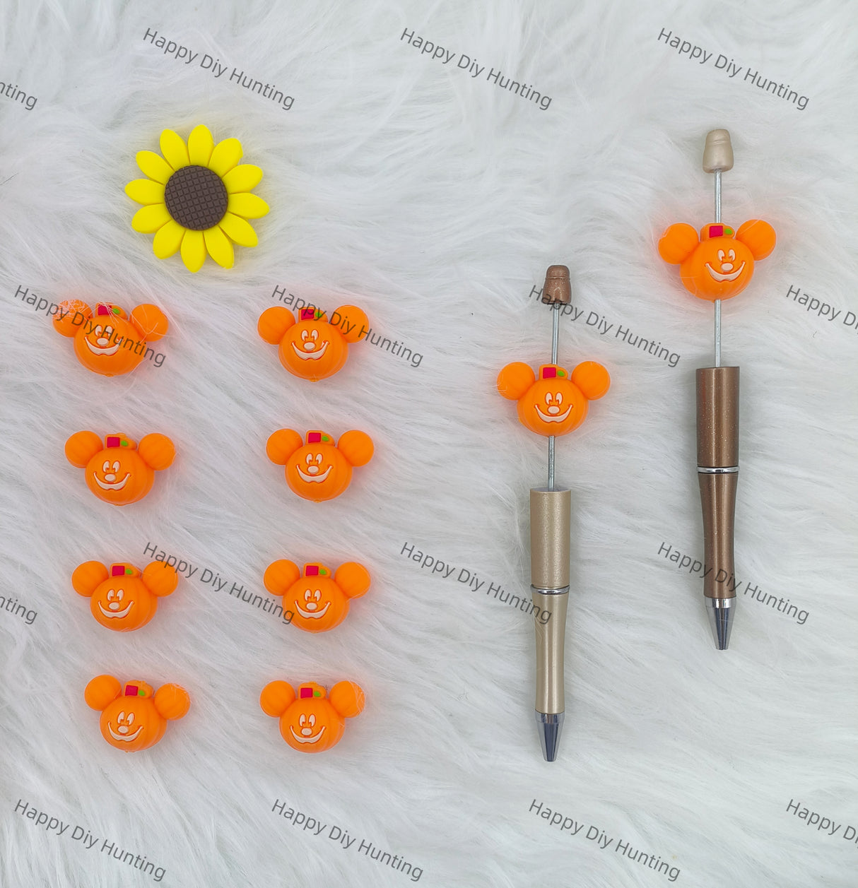 Pumpkin Mouse silicone focal beads for pens, Halloween Focal Beads