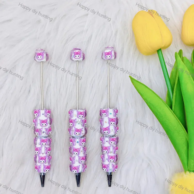 Purple Hood Devil Girl DIY Beadable Pens Wholesale, Beadable Pens Supplies