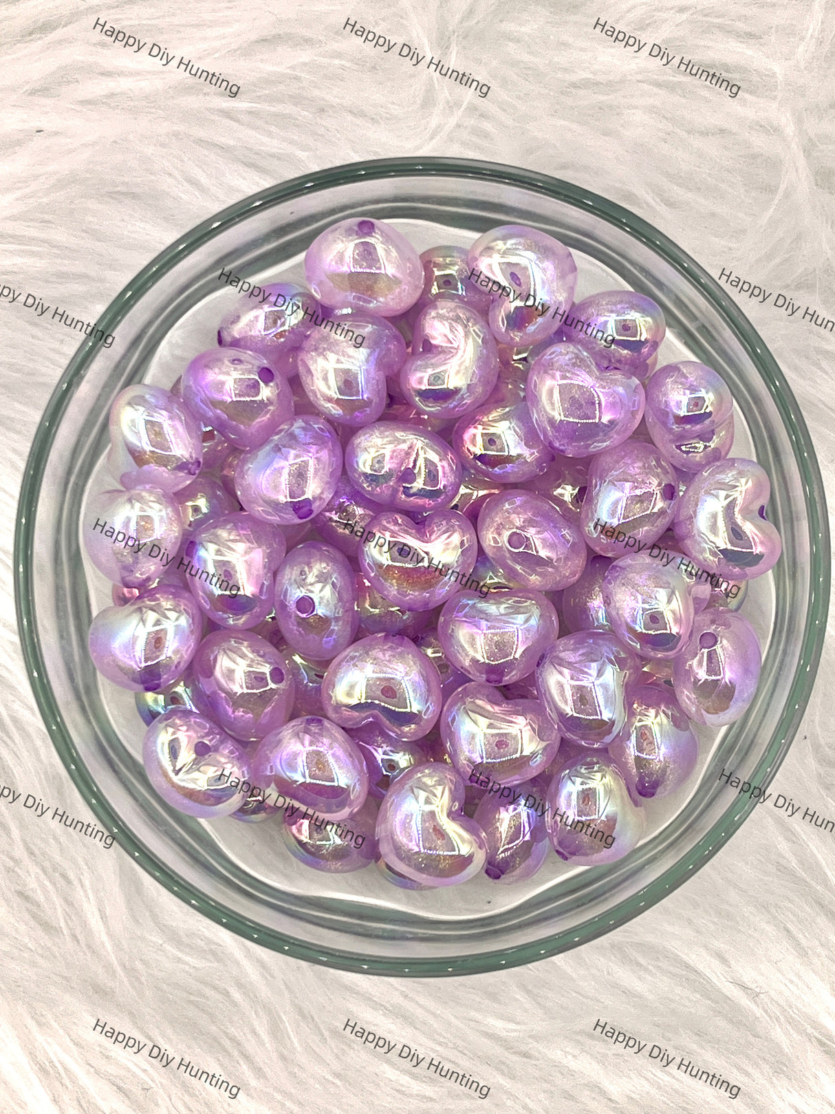 Purple Jelly Heart Shape Acrylic Beads with Gliter