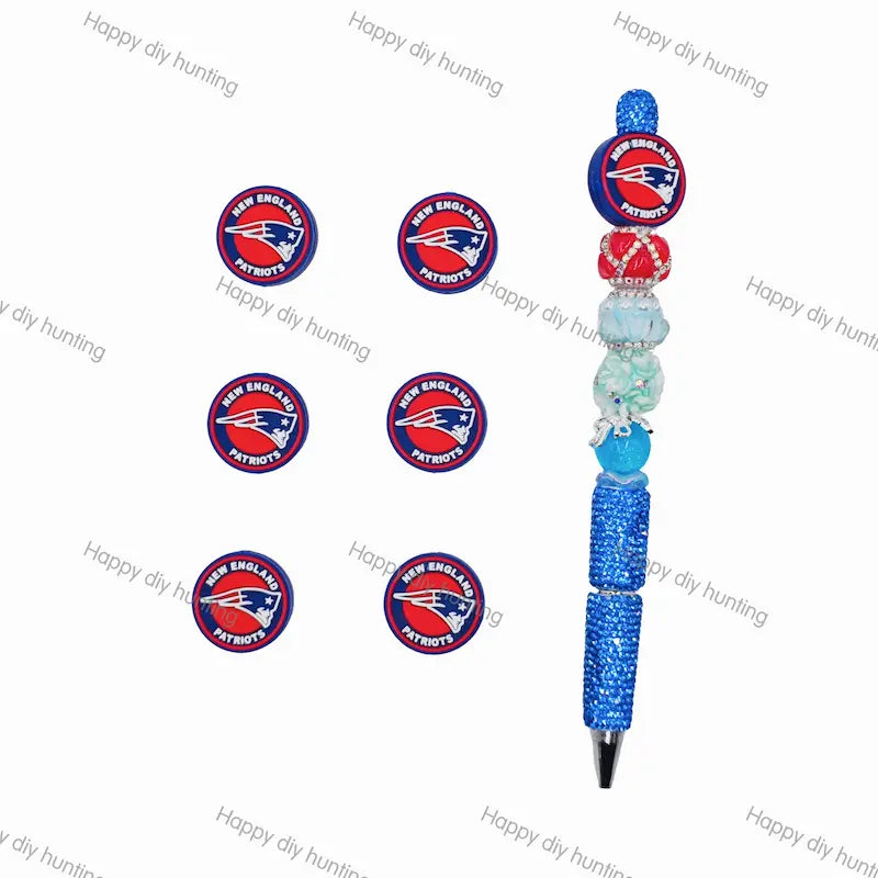 NE Patriots Football team Silicone Focal Beads Wholesale, silicone focal beads for pens