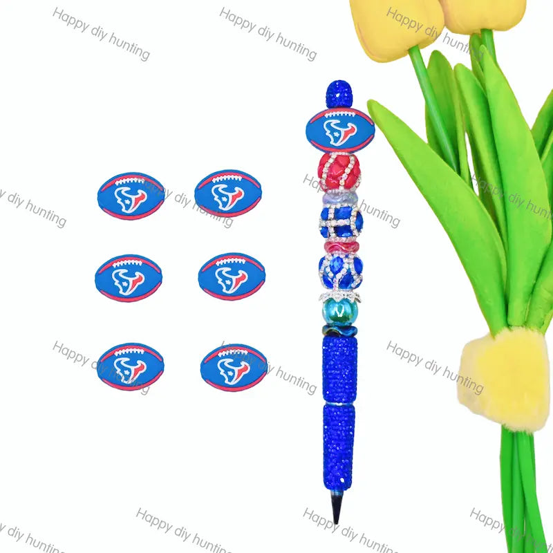 Football team Silicone Focal Beads Wholesale, silicone focal beads for pens