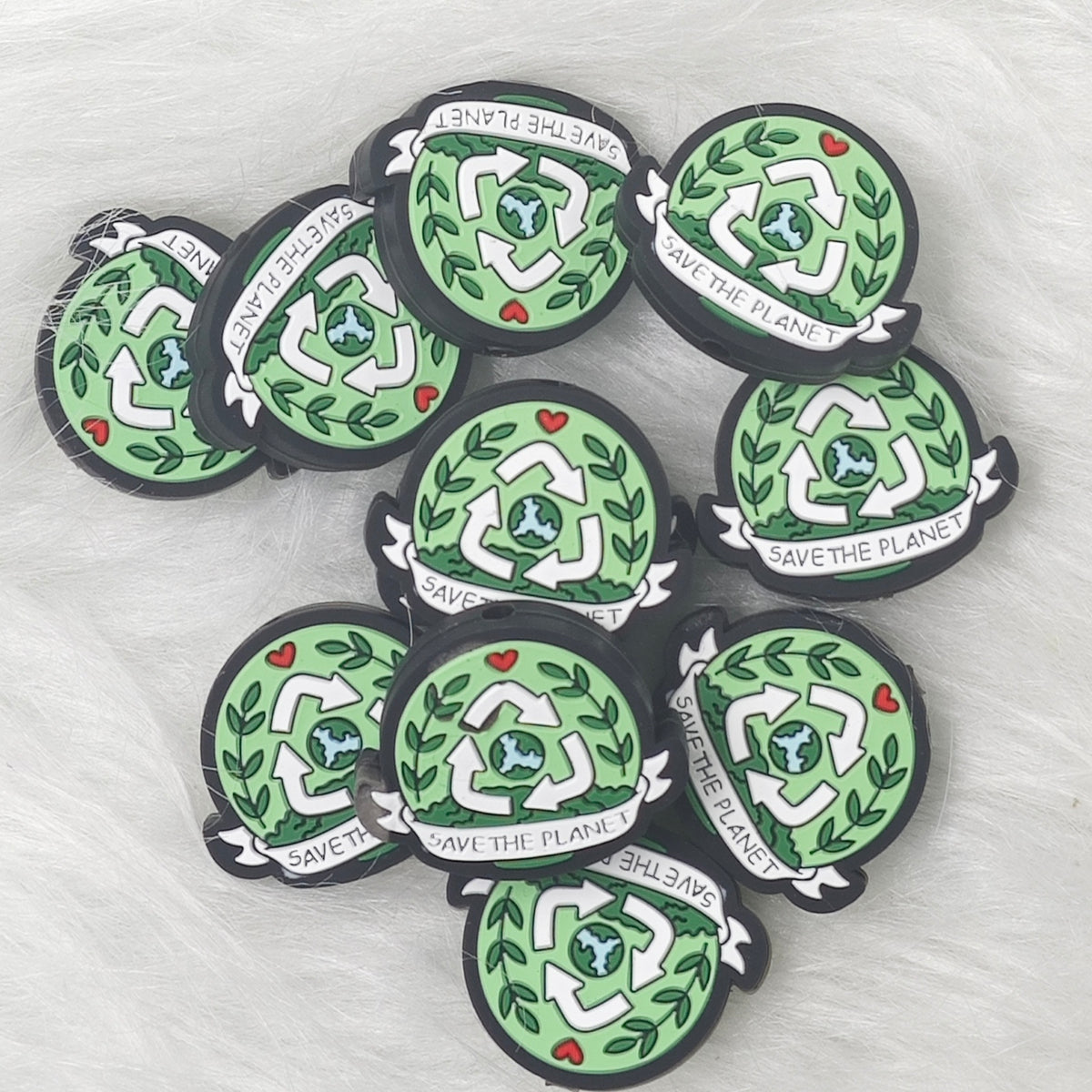 Save the planet Silicone Focal Beads Wholesale