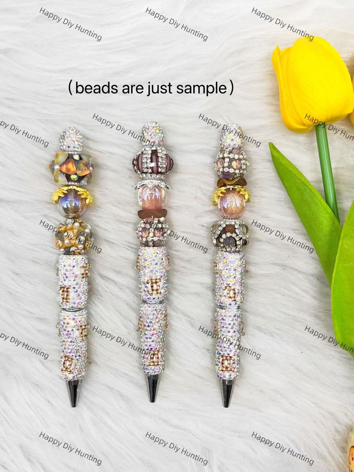 Sliver And Brown CC Designer Rhinestone Pen DP-010