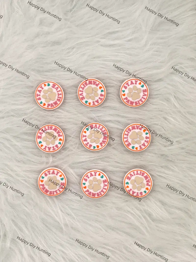 Stay Pawsitive Pet Quote Silicone Focal Beads for Pet Saying Beadable Pen