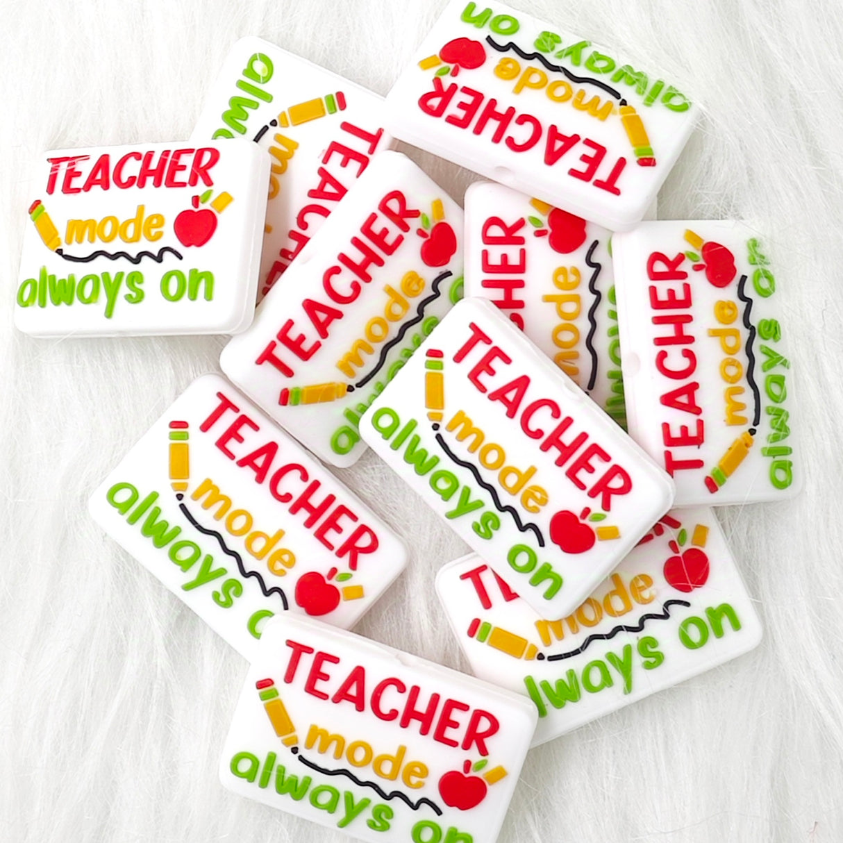 Teacher mode always on Silicone Focal Beads, Quote Focal Beads