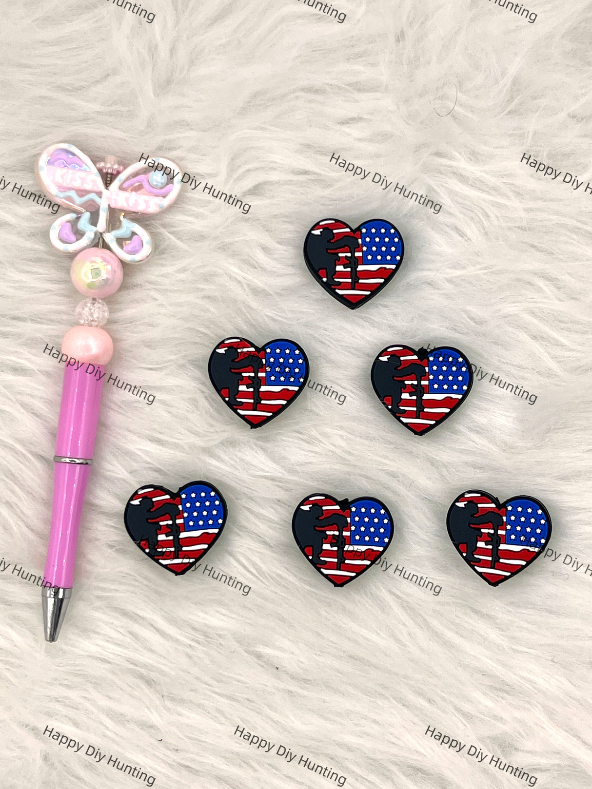 The Stars And The Stripes Silicone Focal Beads Wholesale, silicone focal beads for pens
