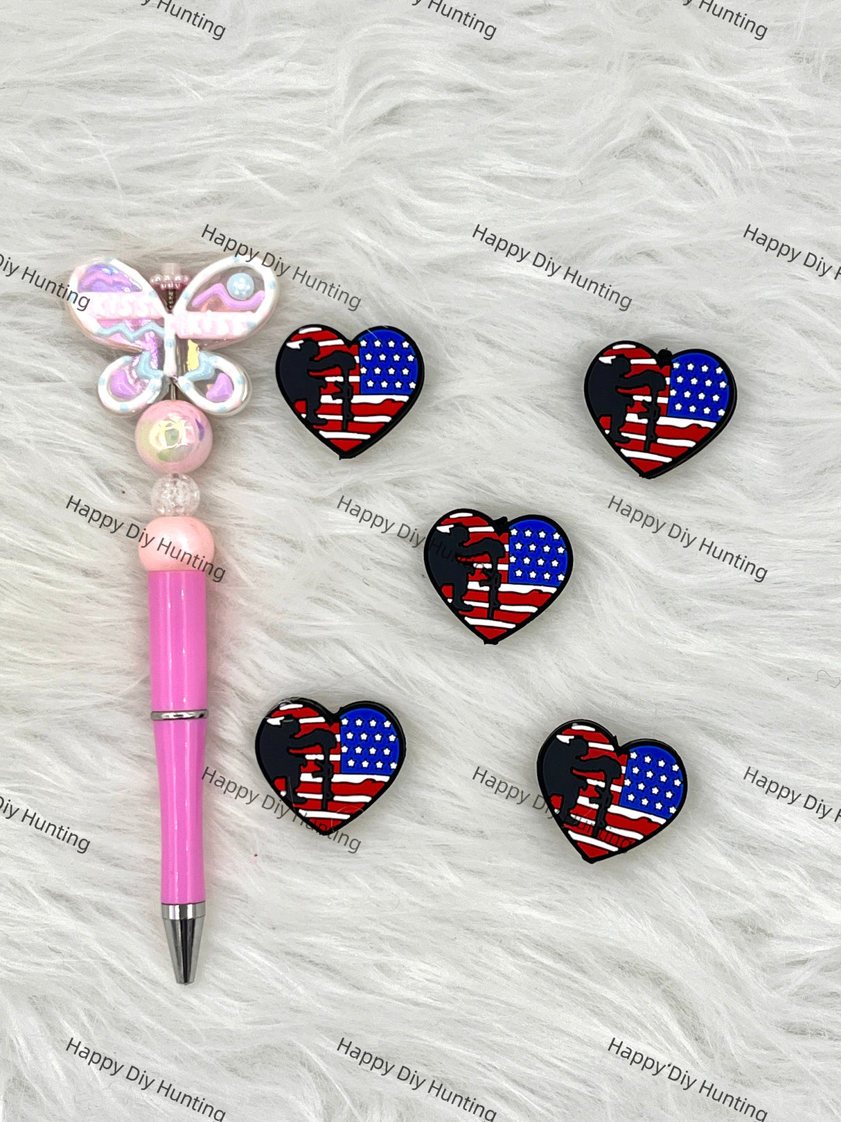 The Stars And The Stripes Silicone Focal Beads Wholesale, silicone focal beads for pens