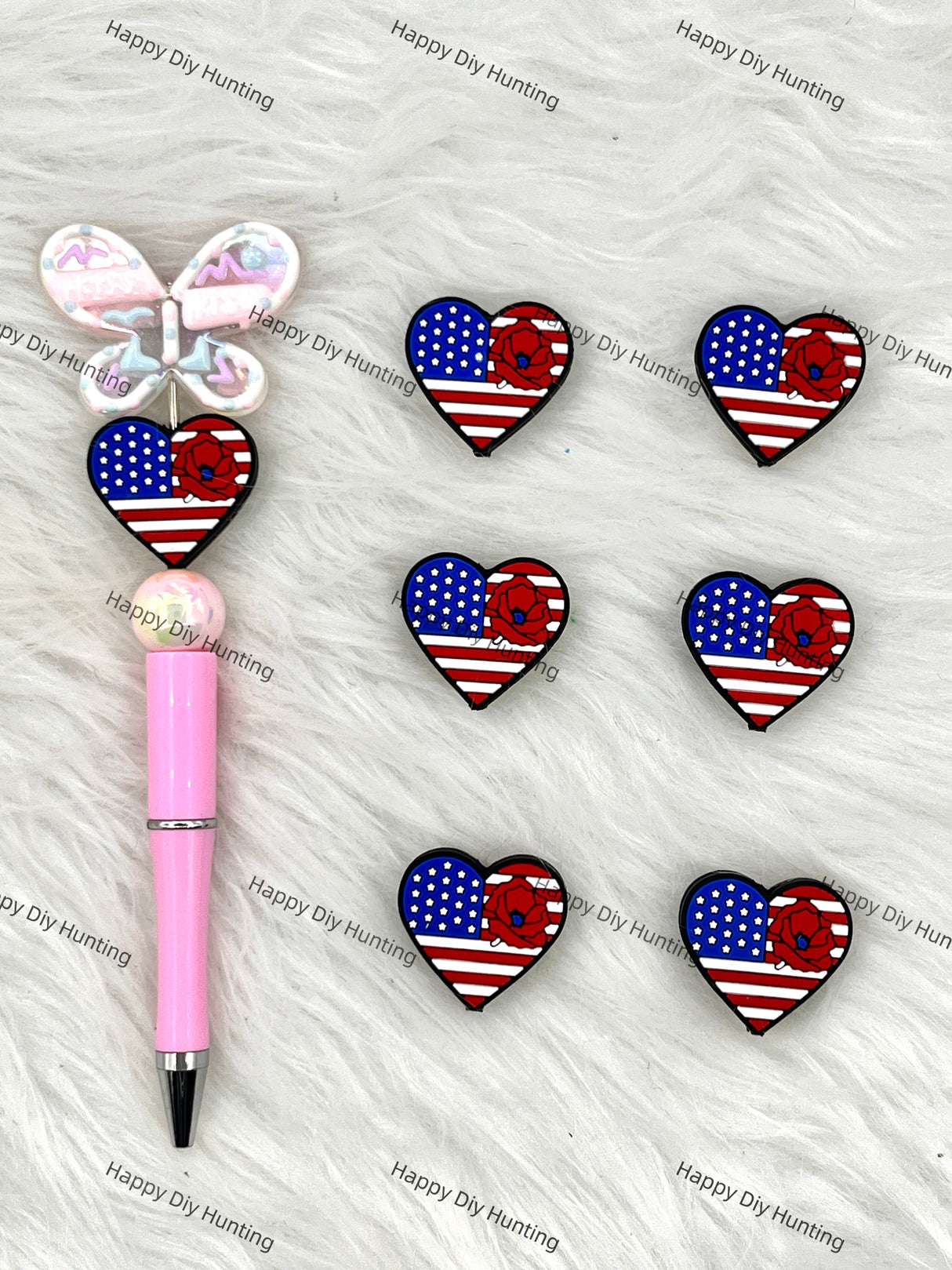 The Stars And The Stripes Silicone Focal Beads Wholesale, silicone focal beads for pens