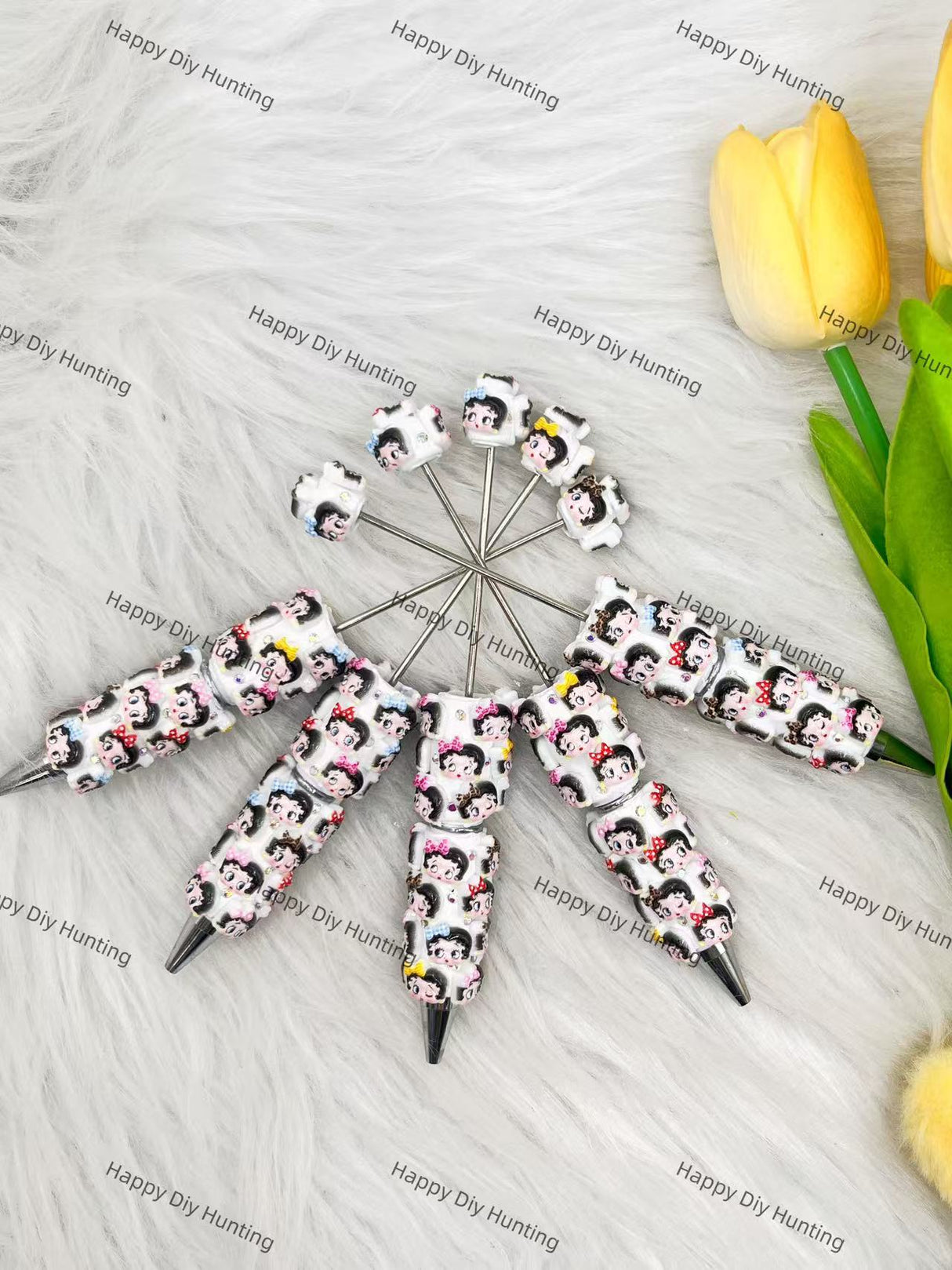 Betty Boop Character Beadable Pen | Premium DIY Stationery Decor Supplies