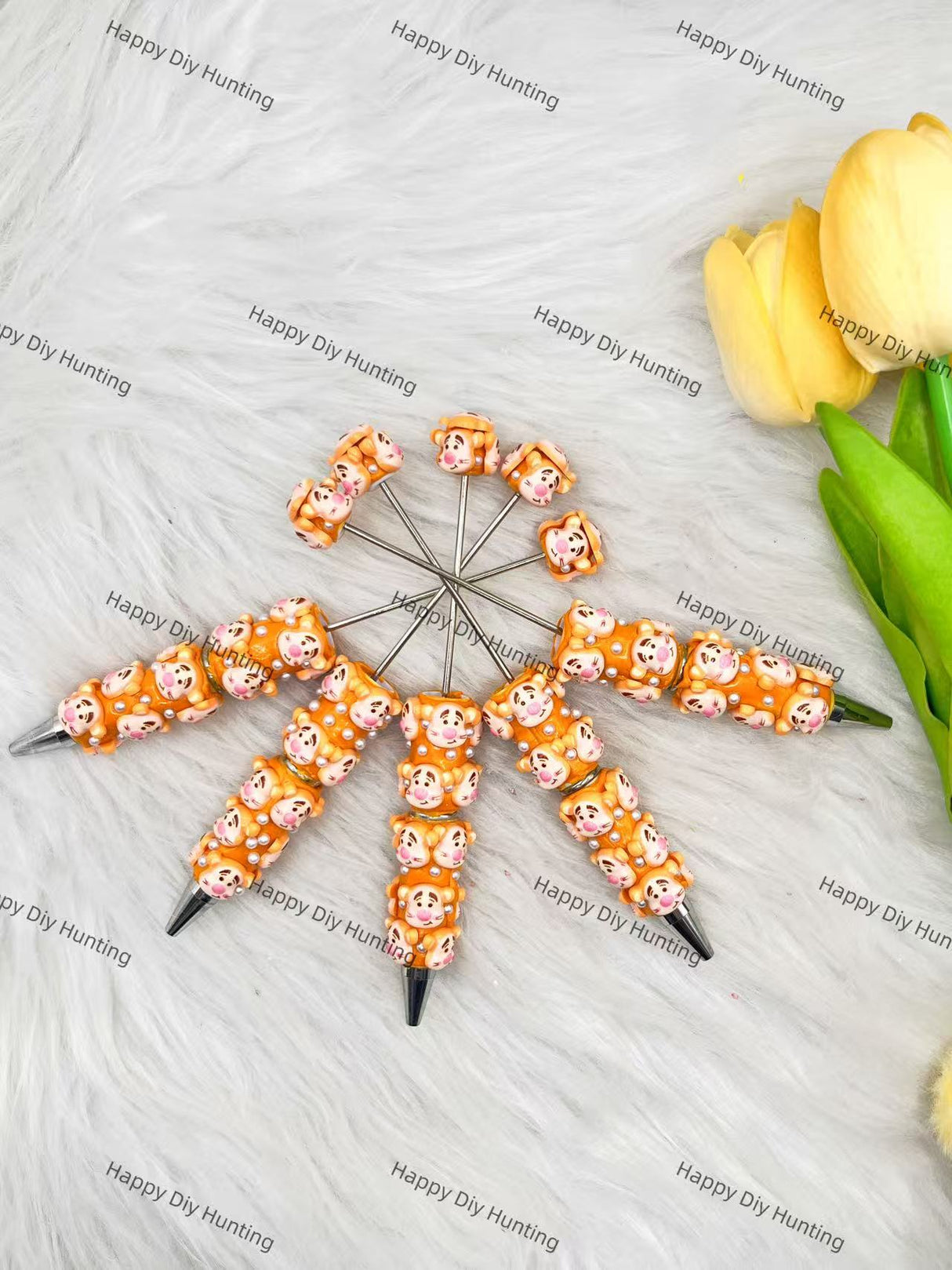 Tiger Character Beadable Pen | Premium DIY Stationery Decor Supplies